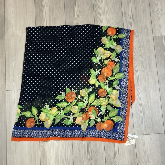 NWT Talbots Orange & Lemon Printed Square Fashion Scarf 54” X 54” Polyester - Picture 1 of 6